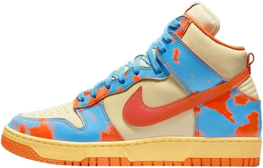 

Nike Dunk High 1985 - Summit White / Barely Rose / University Red, Cream/Orange/Blue Acid Wash