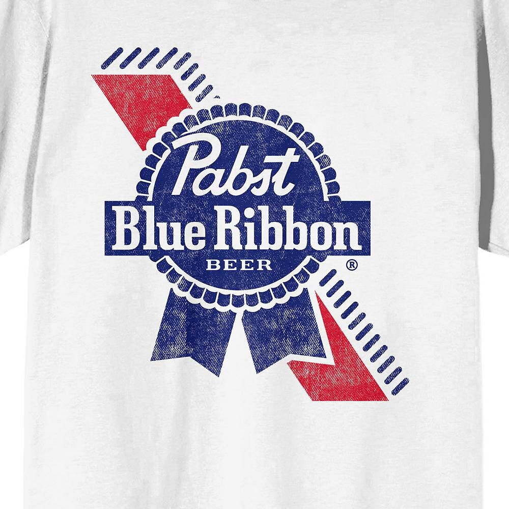 

Мужская футболка Pabst с синей лентой и логотипом Licensed Character, белый