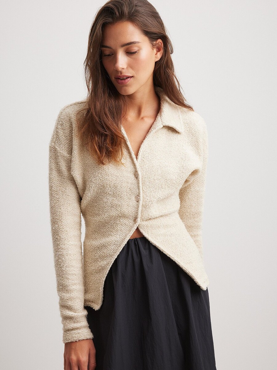 

Вязаный кардиган NA-KD Knit Cardigan, бежевый