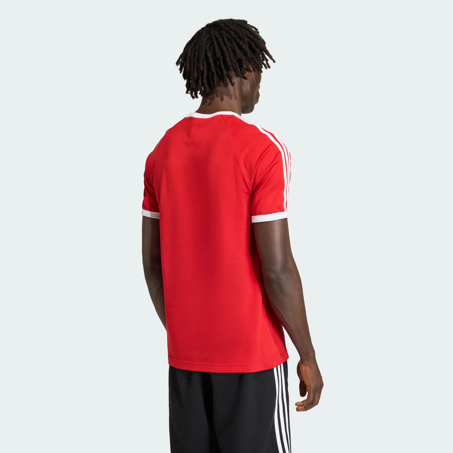 Мужская футболка с 3 полосками Slim Ringer ярко-красная Adidas — фото 2