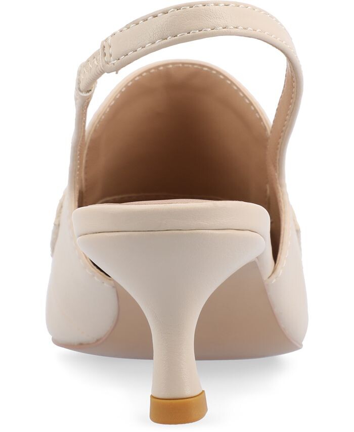 Женские туфли-лодочки Amory Tru Comfort из пеноматериала на маленьком каблуке с ремешком на спине Journee Collection, цвет Beige — фото 3