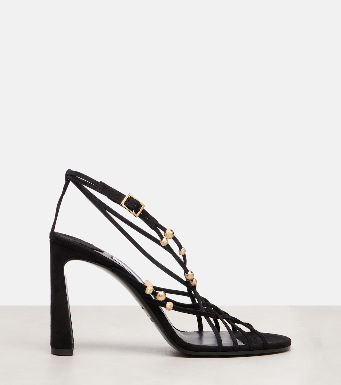 Felice 95 декорированные замшевые сандалии Jimmy Choo, Black/Gold — фото 4