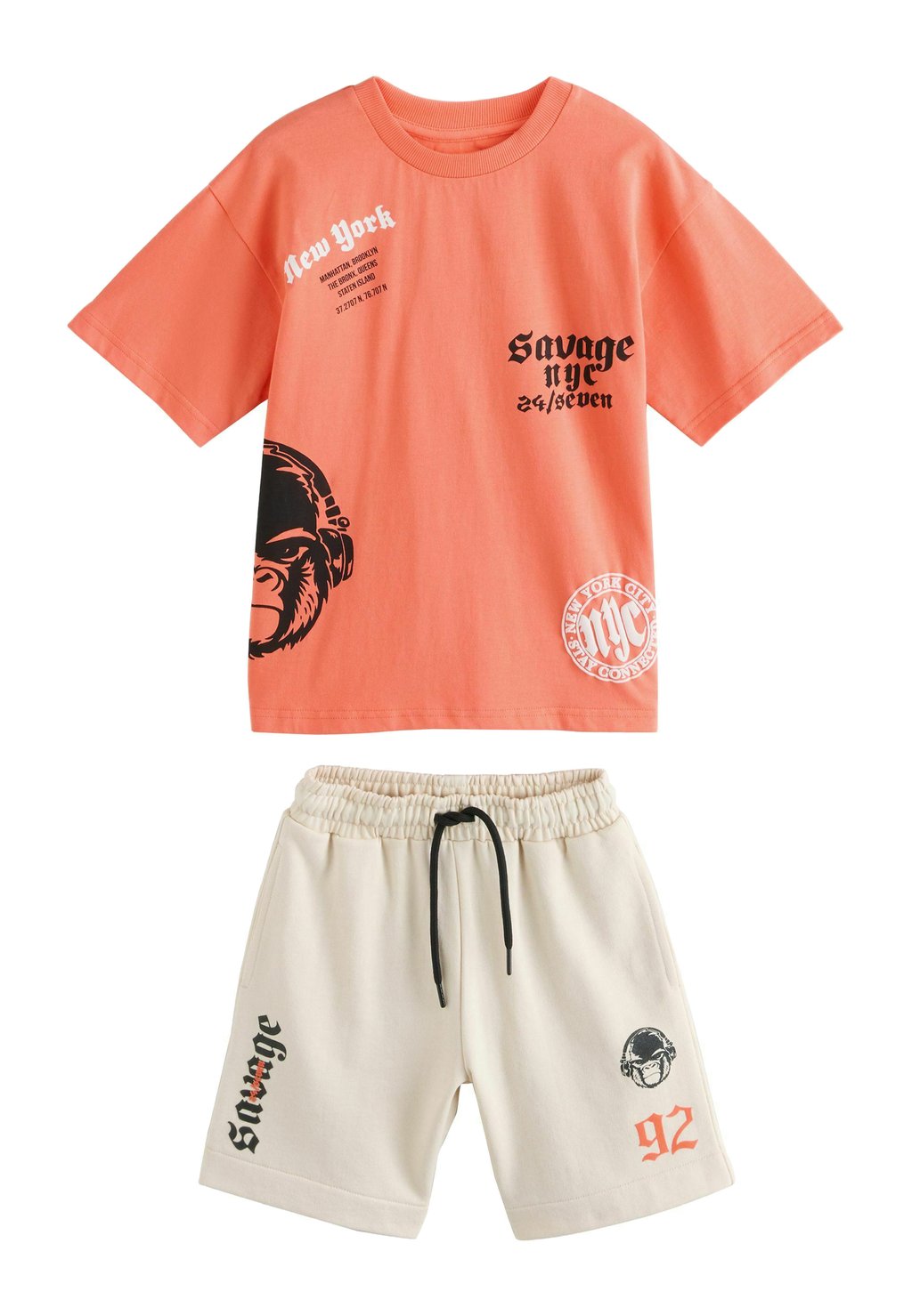 

Футболка с принтом RELAXED FIT-SHORT SLEEVE SET Next, оранжевый