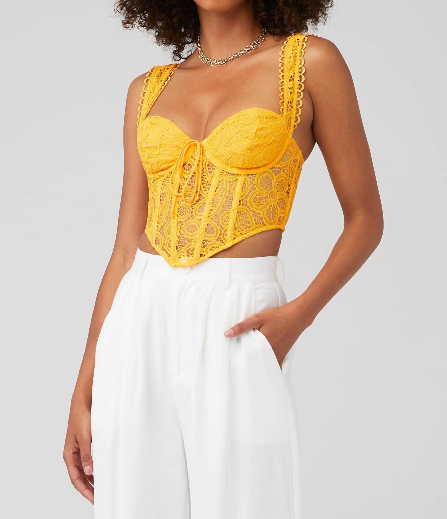 

Кружевной корсет-топ Sammie, желтый For Love & Lemons