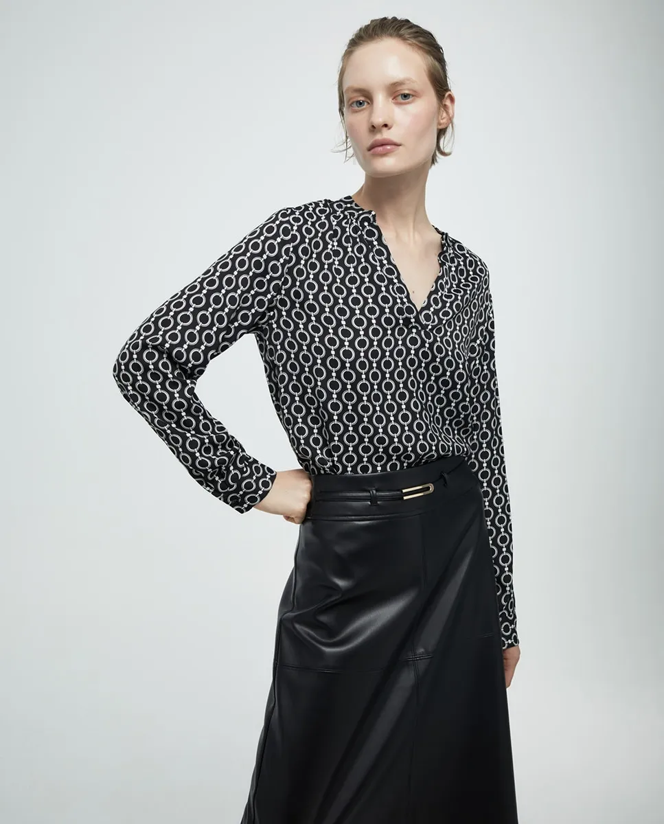 

Рубашка с принтом свободного кроя Sfera, черный