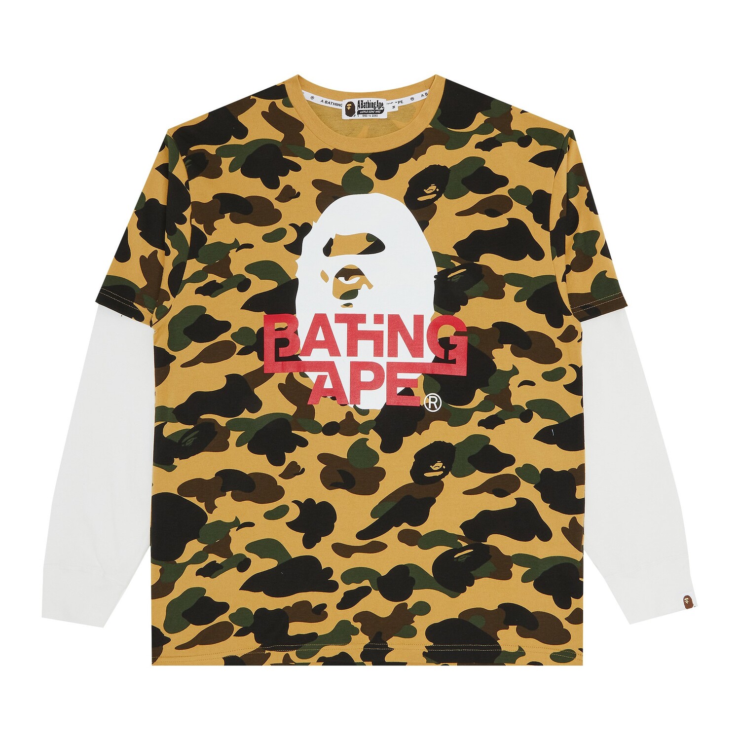 

BAPE 1st Camo Многослойная футболка свободного кроя с длинными рукавами, цвет Желтый