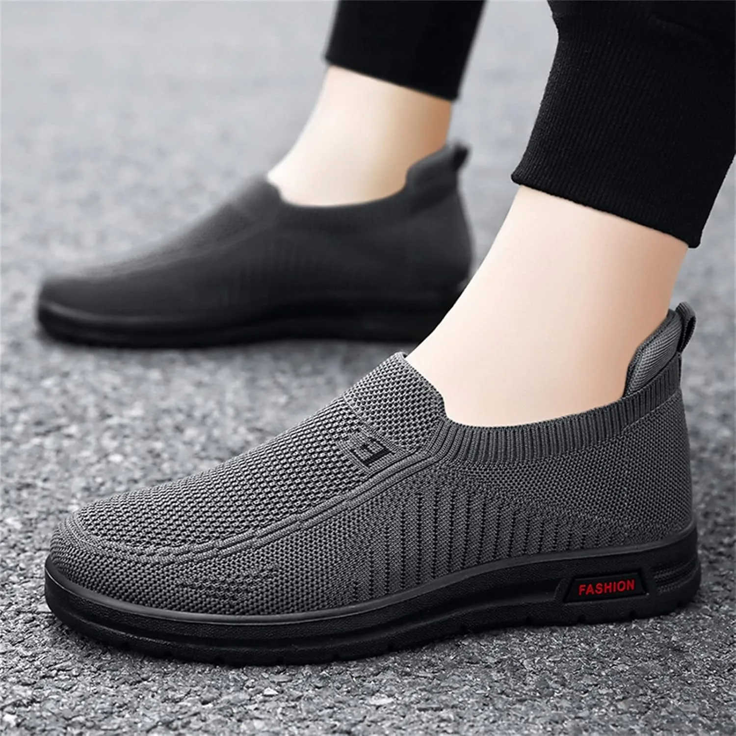 Модные летние и осенние мужские кроссовки Go Walk Max из плетеной сетки на плоской подошве слипоны для комфортной ходьбы Generisch, серый — фото 4