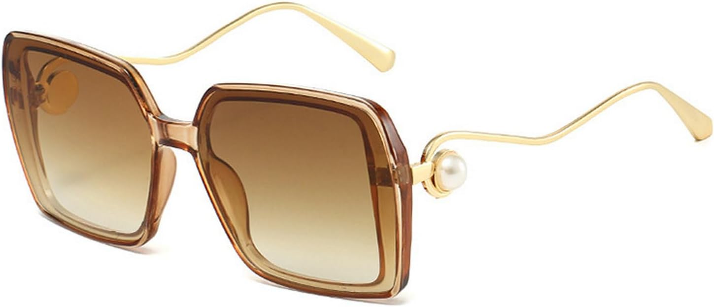 

Laureles Модные солнцезащитные очки большого размера прямоугольной формы с жемчужным блеском для женщин, винтажные солнцезащитные очки квадратной формы цвета шампанского для мужчин, C5