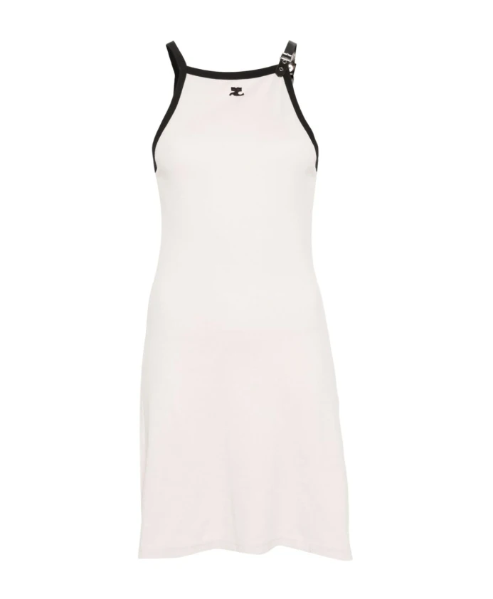 

Хлопковое платье с логотипом Courrèges, бежевый