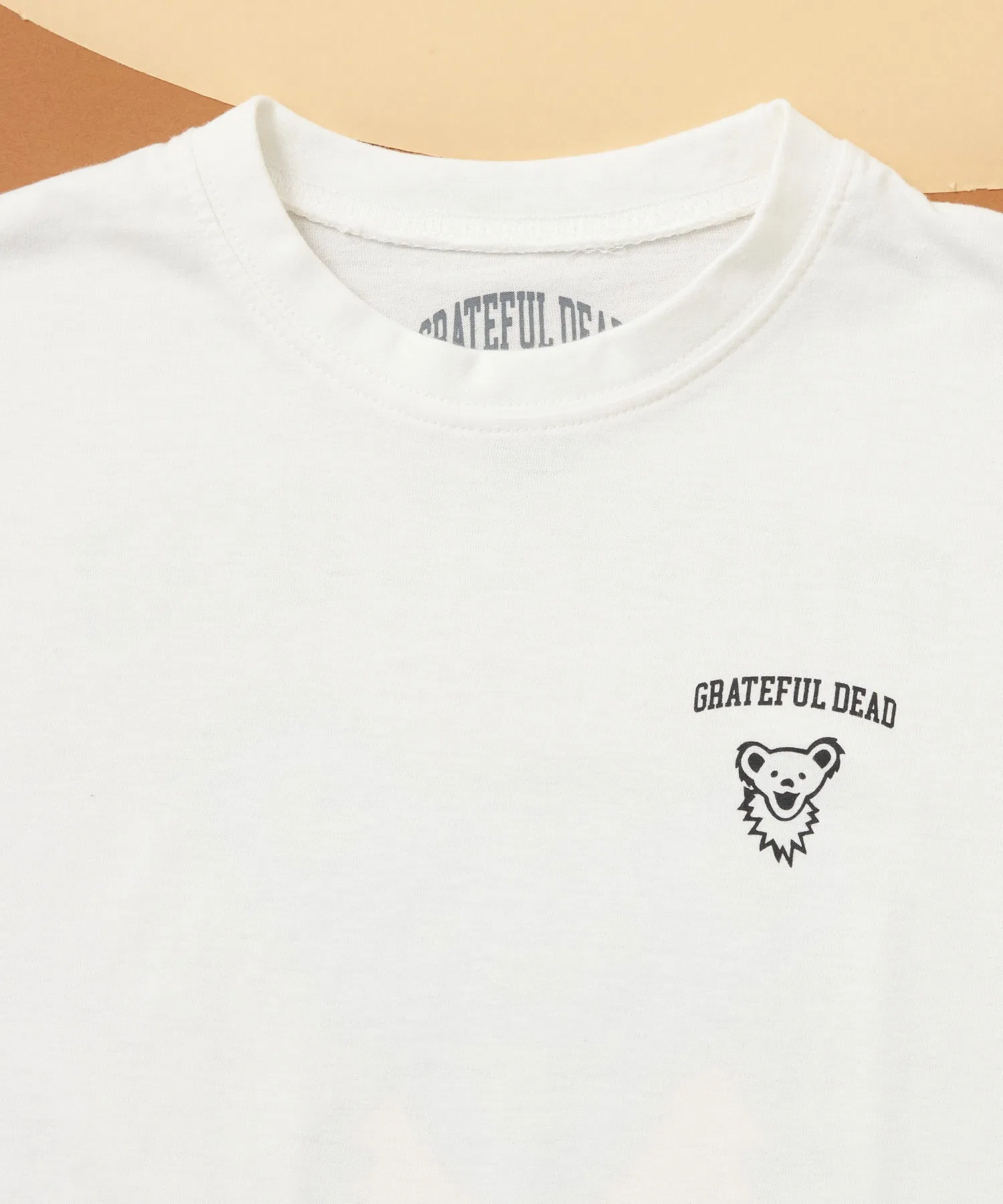 Детская футболка с принтом Grateful Dead Dead Bear, длинный рукав, бежевый — фото 2