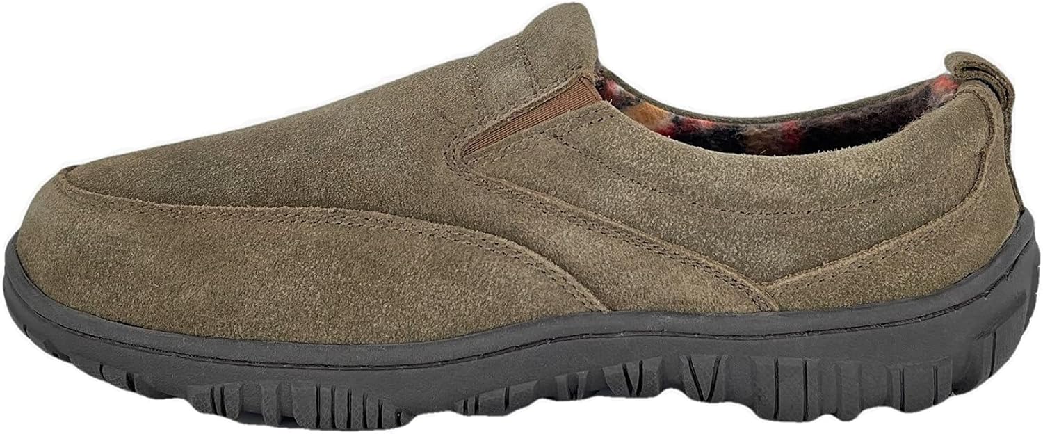 Мужские тапочки Clarks с верхом из замши SAB30194A - закрытая задняя часть с двойной резинкой и съемной стелькой - домашние тапочки для мужчин для использования дома и на улице — фото 2