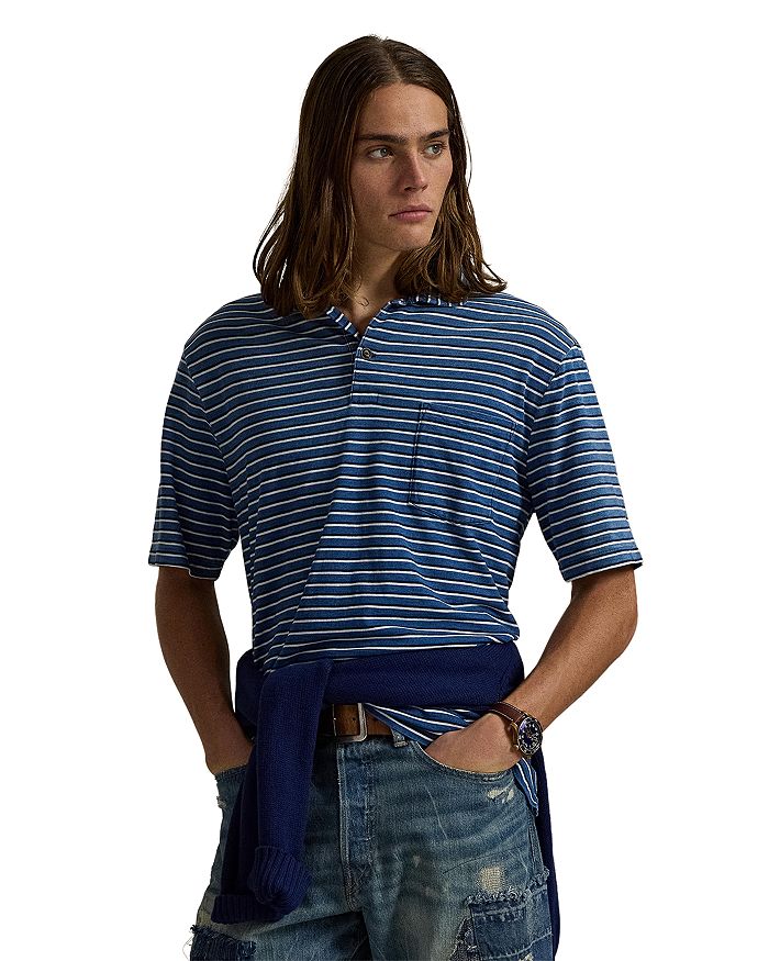 

Классическая полосатая рубашка-поло из джерси Polo Ralph Lauren, синий