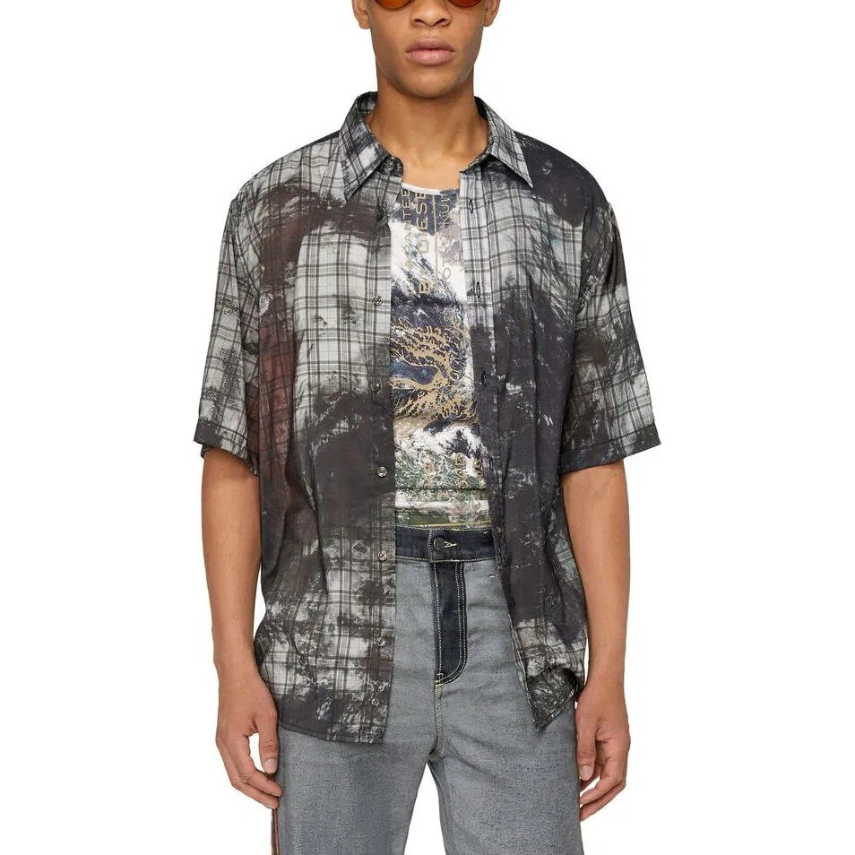 Рубашка мужская Black/Gray, острый воротник, умеренная посадка DIESEL — фото 4