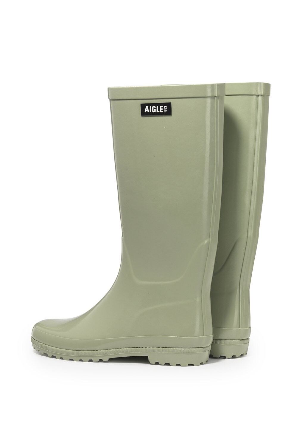 Женские резиновые сапоги Aigle высокие с логотипом, оливковый — фото 4