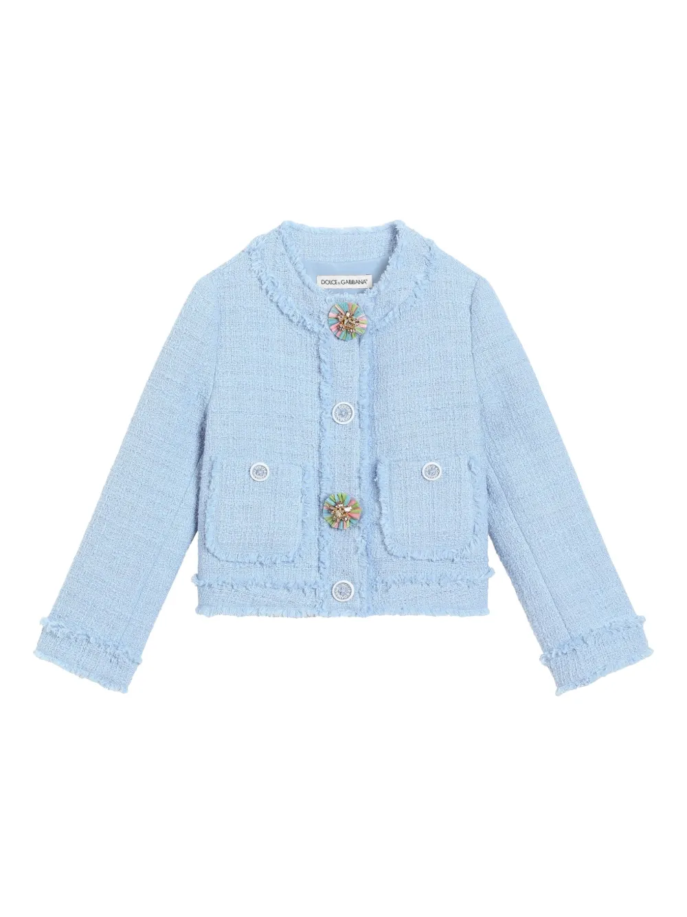 

Твидовый жакет с декорированными пуговицами Dolce & Gabbana Kids, синий