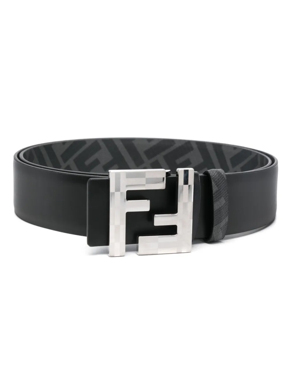 

Двусторонний ремень с логотипом FF FENDI, черный