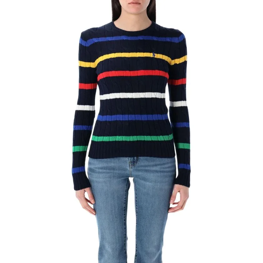 Джемпер с полосками и косой вязкой Julie Polo Ralph Lauren, Multicolor — фото 3