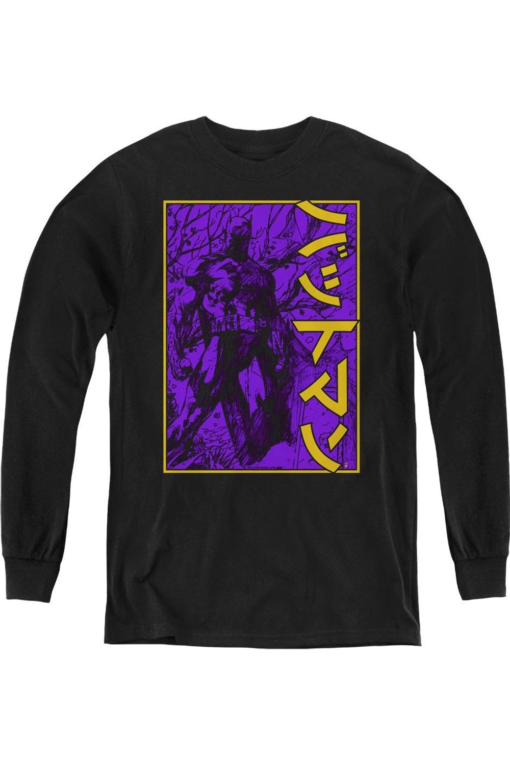 

Батмен худи с японскими иероглифами и большой рамкой для молодежи Gildan, черный