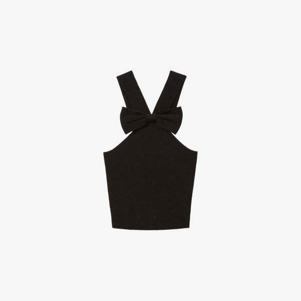 

Топ без рукавов с бантом на груди из тонкого трикотажа Claudie Pierlot, мультиколор