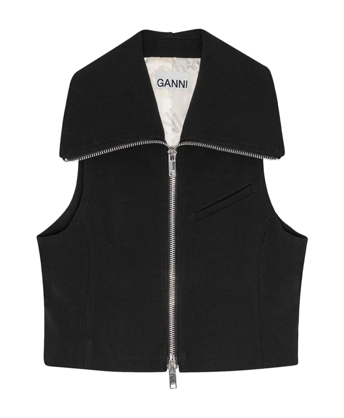

Черный свитер без рукавов на молнии Ganni, черный