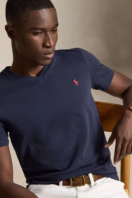 Футболка из тонкого трикотажа Polo Ralph Lauren, темно-синий — фото 4
