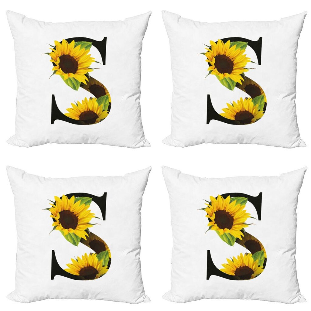 

ABAKUHAUS Набор чехлов для подушек с буквами (4 предмета), Sunflower Art Design, современная двусторонняя цифровая печать, 45 см x 45 см, Желтый Зеленый Черный