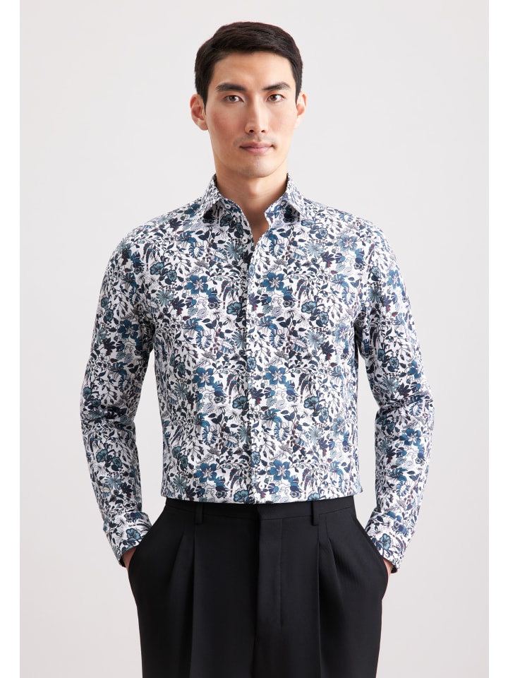 

Узкая деловая рубашка зеленого цвета Seidensticker