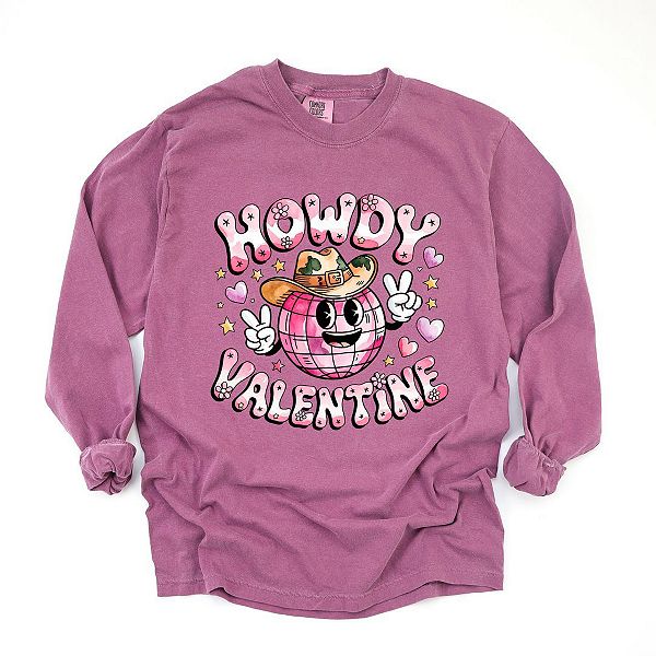 

Футболка с длинным рукавом Howdy Valentine Disco Ball Simply Sage Market, Berry