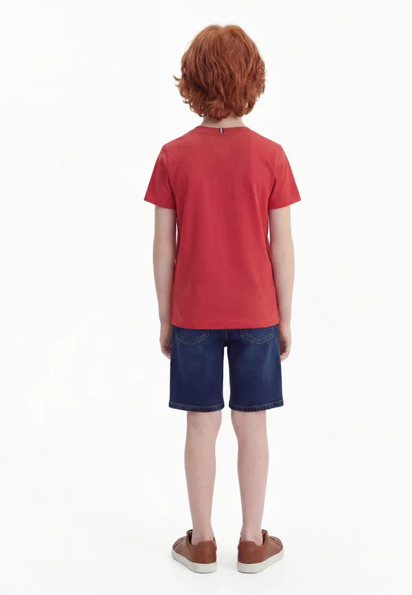 Базовая футболка с круглым вырезом из трикотажа Tommy Hilfiger, Terracotta Red — фото 2
