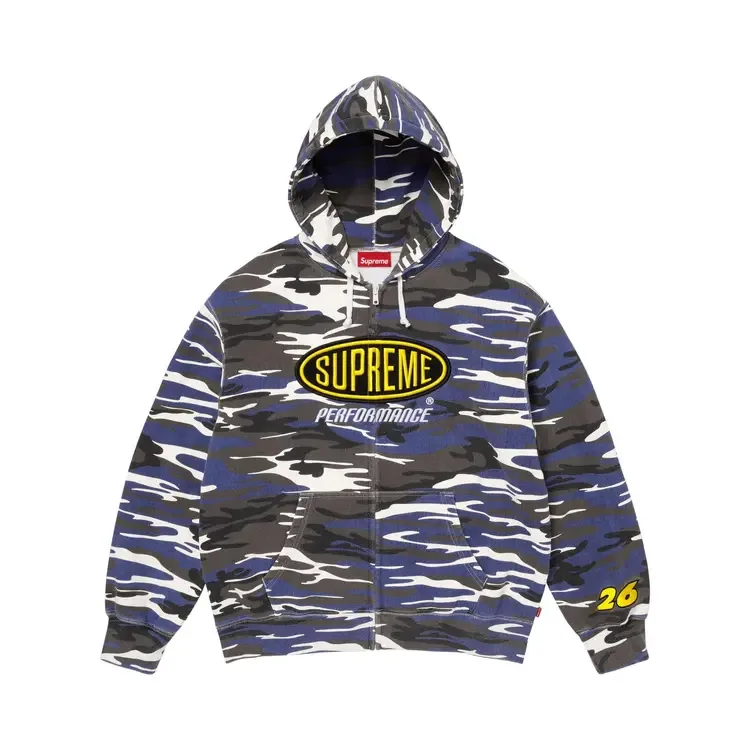 Толстовка Supreme Performance на молнии с капюшоном, цвет «синий камуфляж»