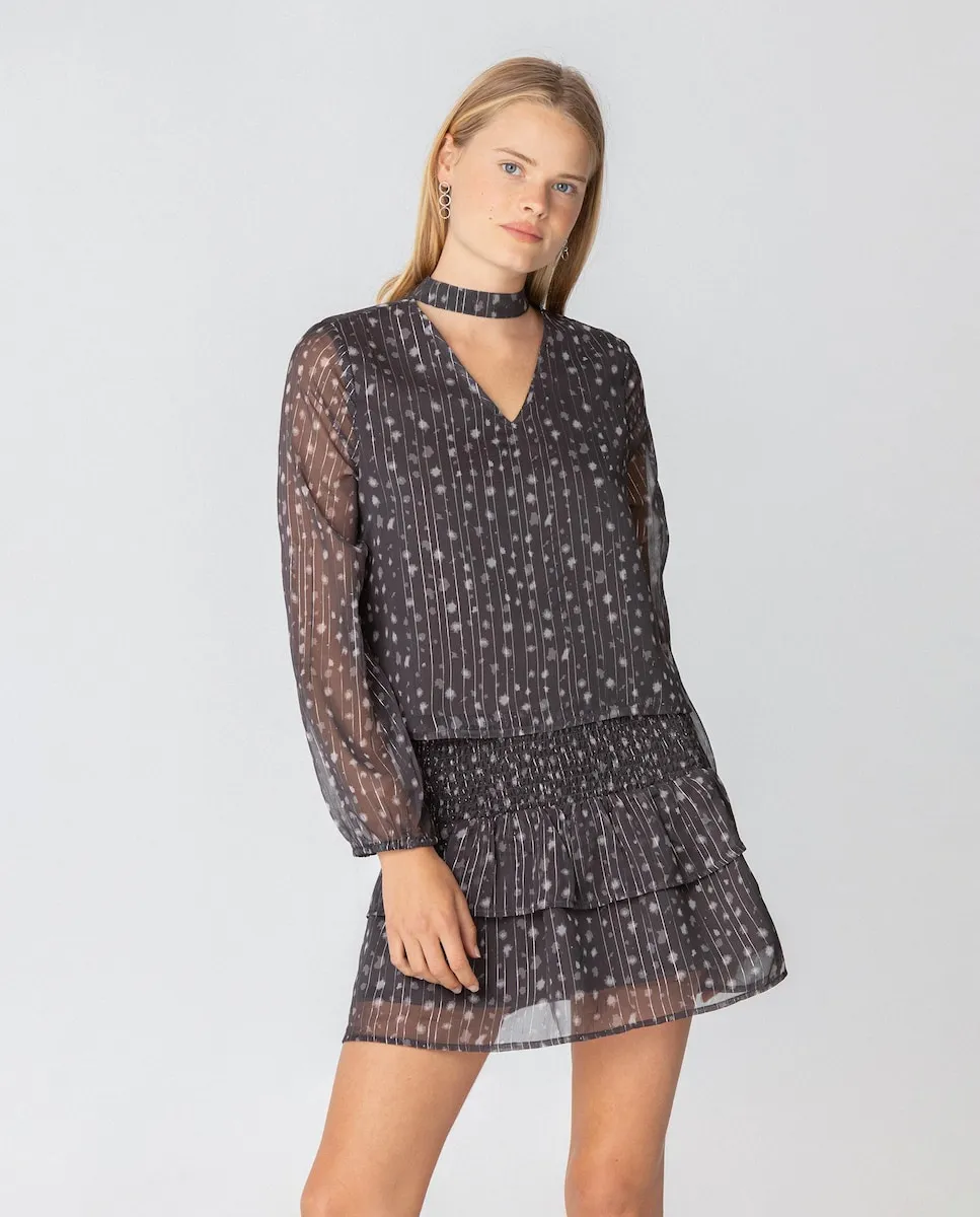 

Женский топ с длинным рукавом и воротником-чокером Noon, черный