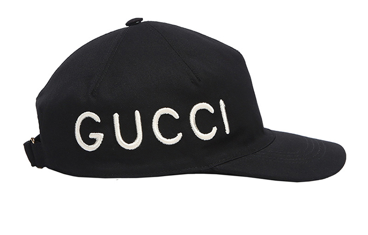 Gucci Вышитая холщовая бейсболка, черная, женская — фото 4
