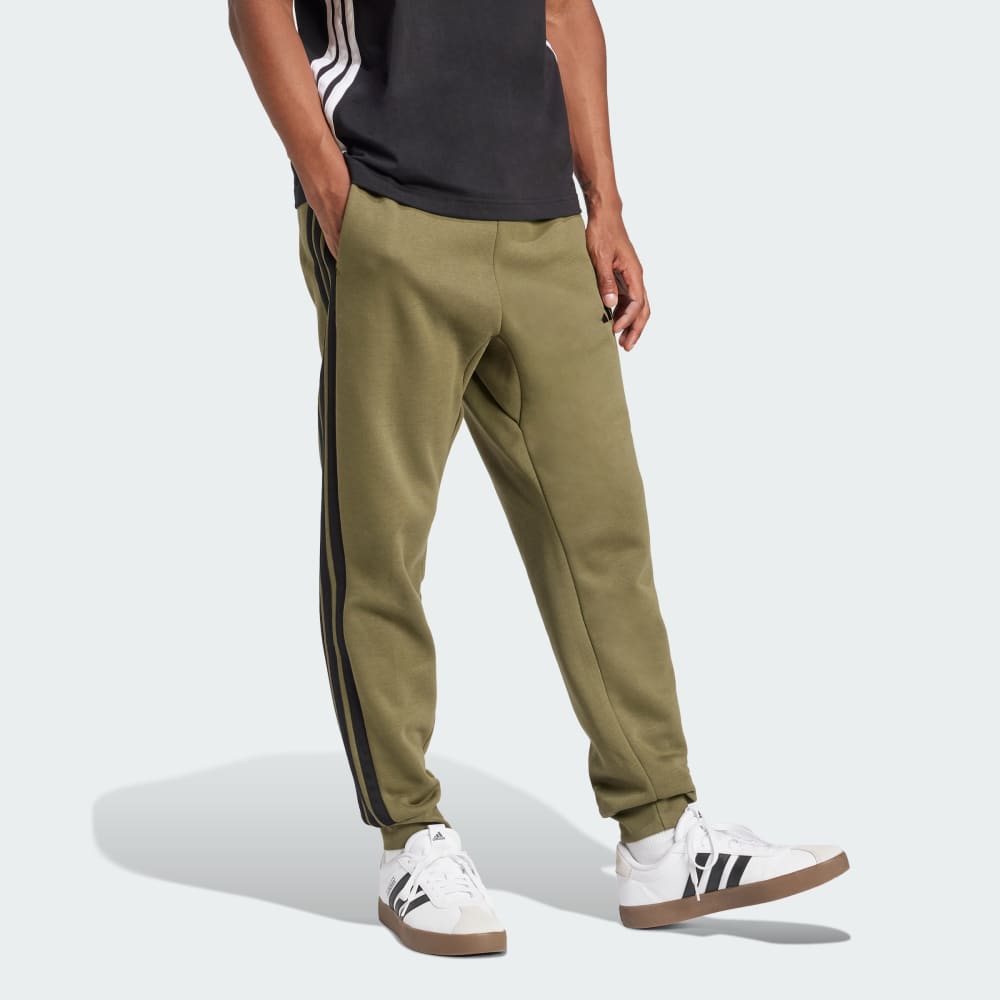 Спортивные брюки Adidas Essentials 3-Stripes Fleece Pants, цвет Olive Strata/Black — фото 3