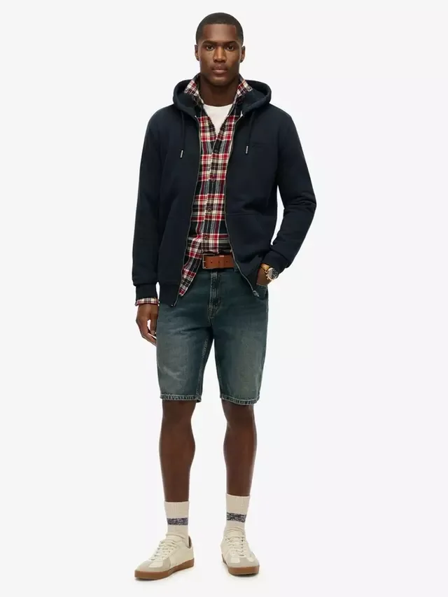 Худи на молнии с логотипом Essential Superdry, Eclipse Navy — фото 3