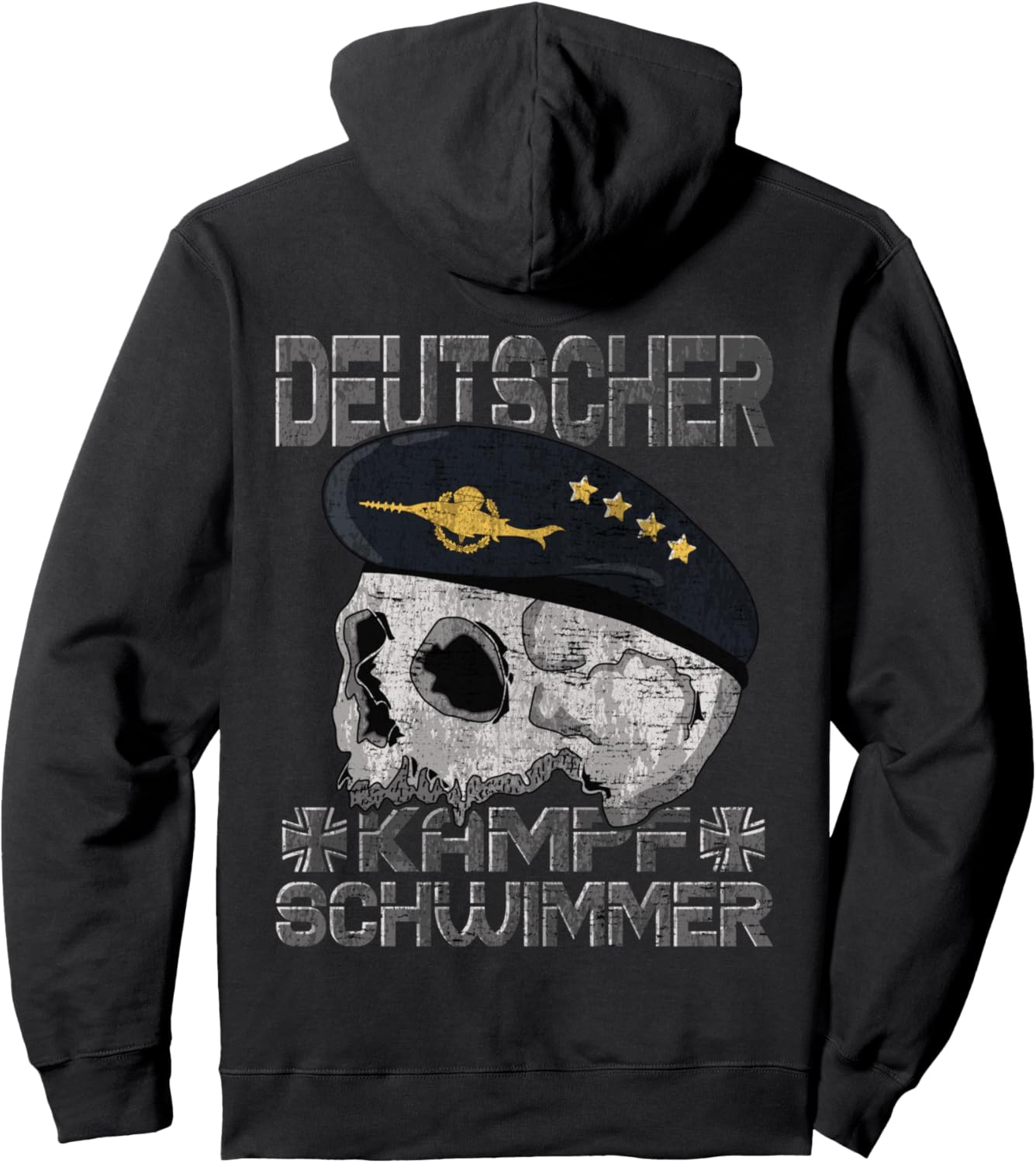 

Худи с изображением боевого пловца, принадлежащего немецкому спецназу, черное German Special Forces Combat Swimmers Military