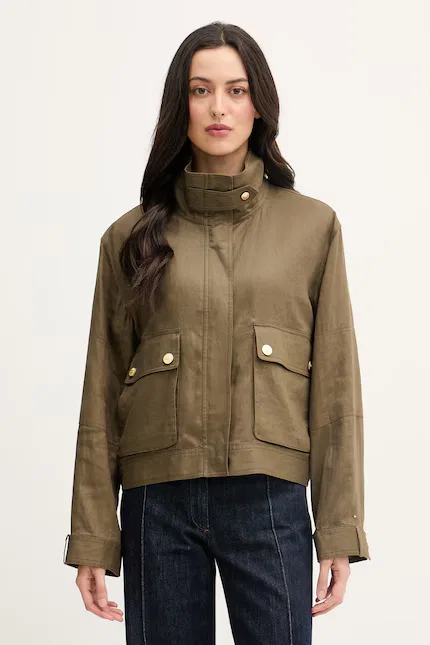 Куртка короткая из льна Tommy Hilfiger, зеленый