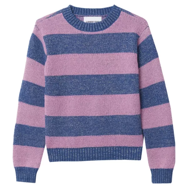 

Вязаный свитер для девочек 2-16 лет Lands' End, цвет fuchsia blue stripe