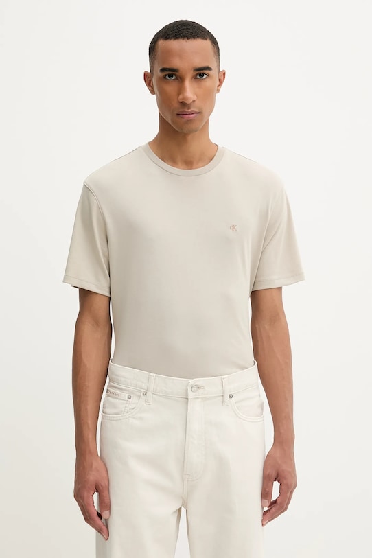 

Хлопковая футболка Calvin Klein, бежевый