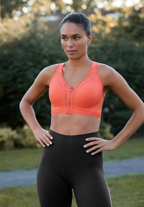 Спортивный бюстгальтер active sports impact dry tech с застежкой-молнией спереди и высокой степенью поддержки. Next, Coral Pink — фото 4