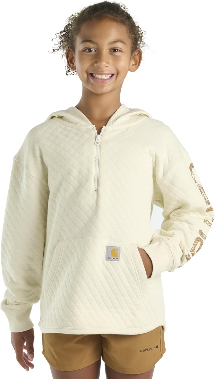 

Carhartt детская CA7108 утепленная флисовая толстовка с длинным рукавом и молнией до середины - для девочек, Light Beige