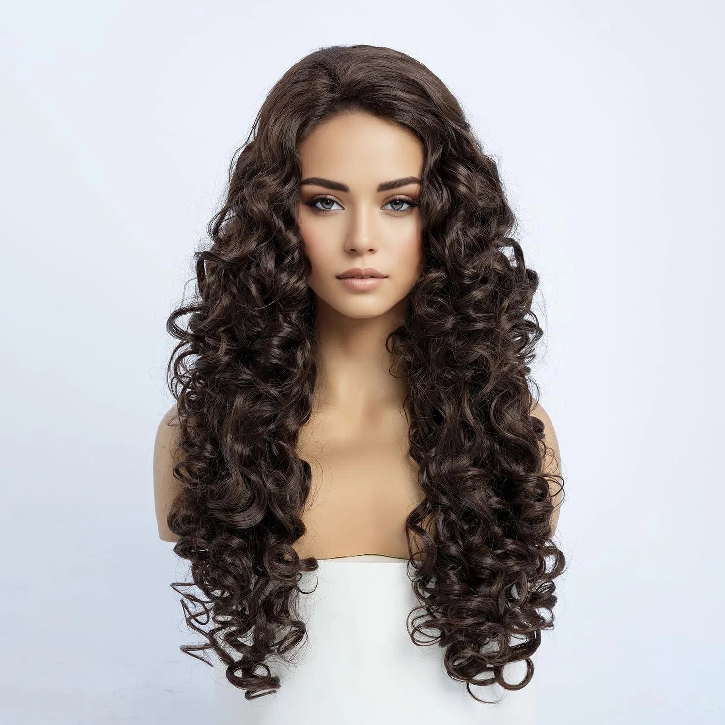 Женский длинный вьющийся парик «Dark Brown Curls» от SIMKAYLEE Simkaylee, Dark Brown — фото 3