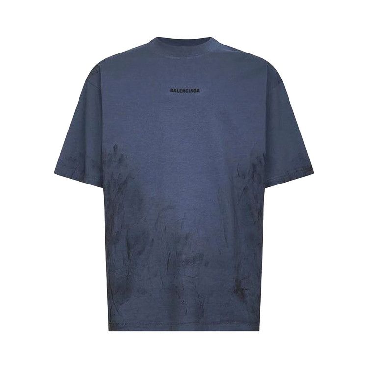 Футболка Balenciaga Medium Fit T-Shirt, Faded Dark Blue/Black — фото 2