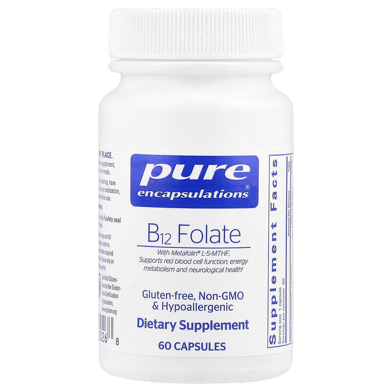 

Pure Encapsulations, Фолат B12, 60 капсул