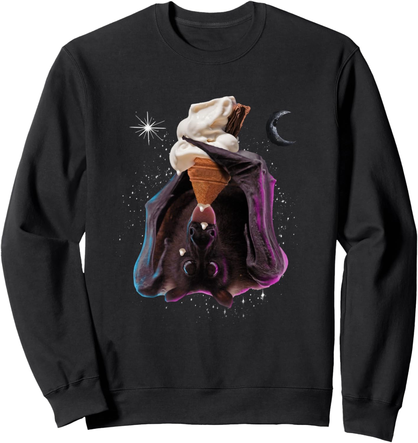 

Толстовка, Летучая мышь ест мороженое на толстовке на Хэллоуин Random Galaxy, черный