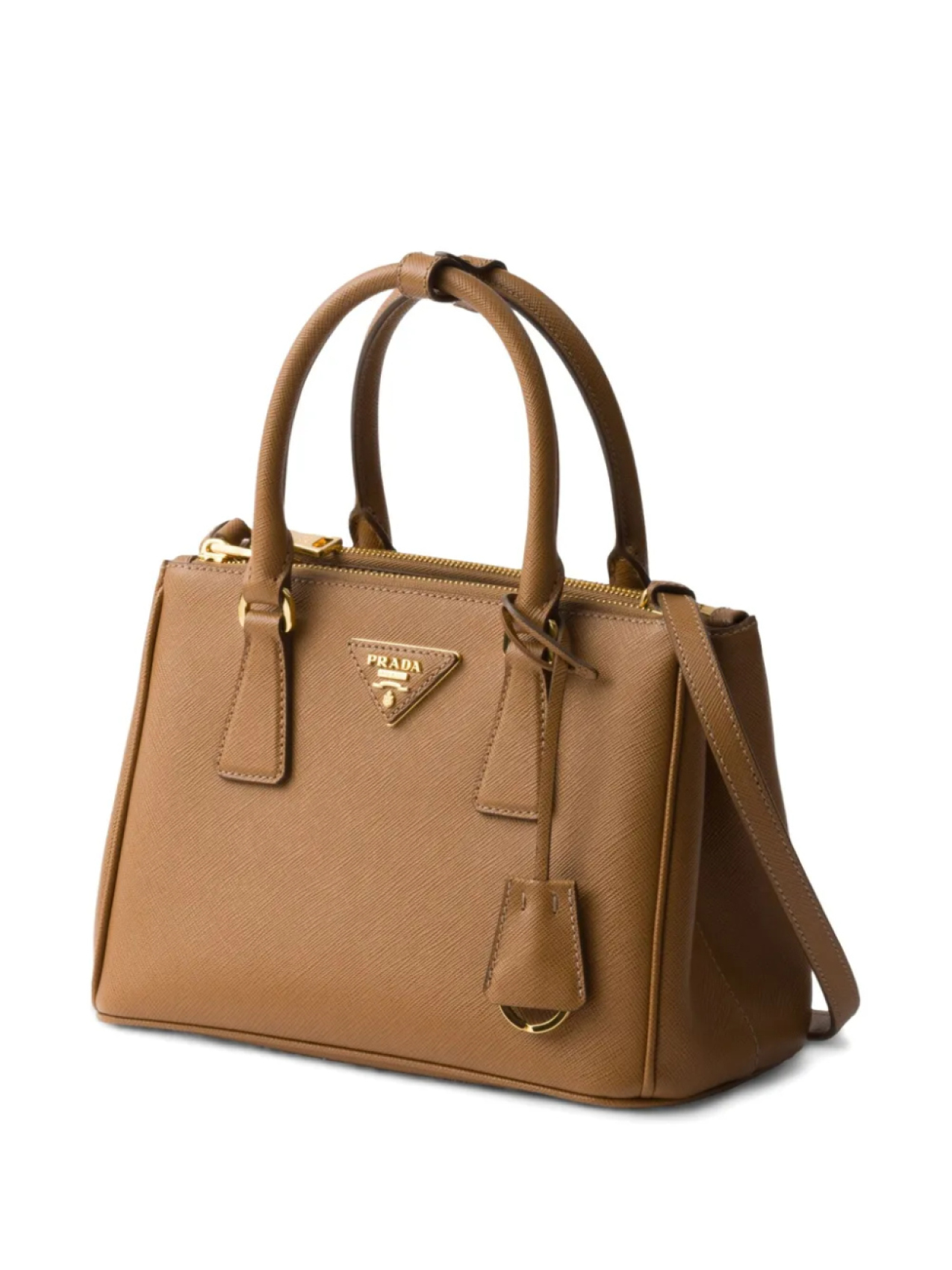 Маленькая сумка-тоут Galleria из сафьяновой кожи Prada, коричневый — фото 3