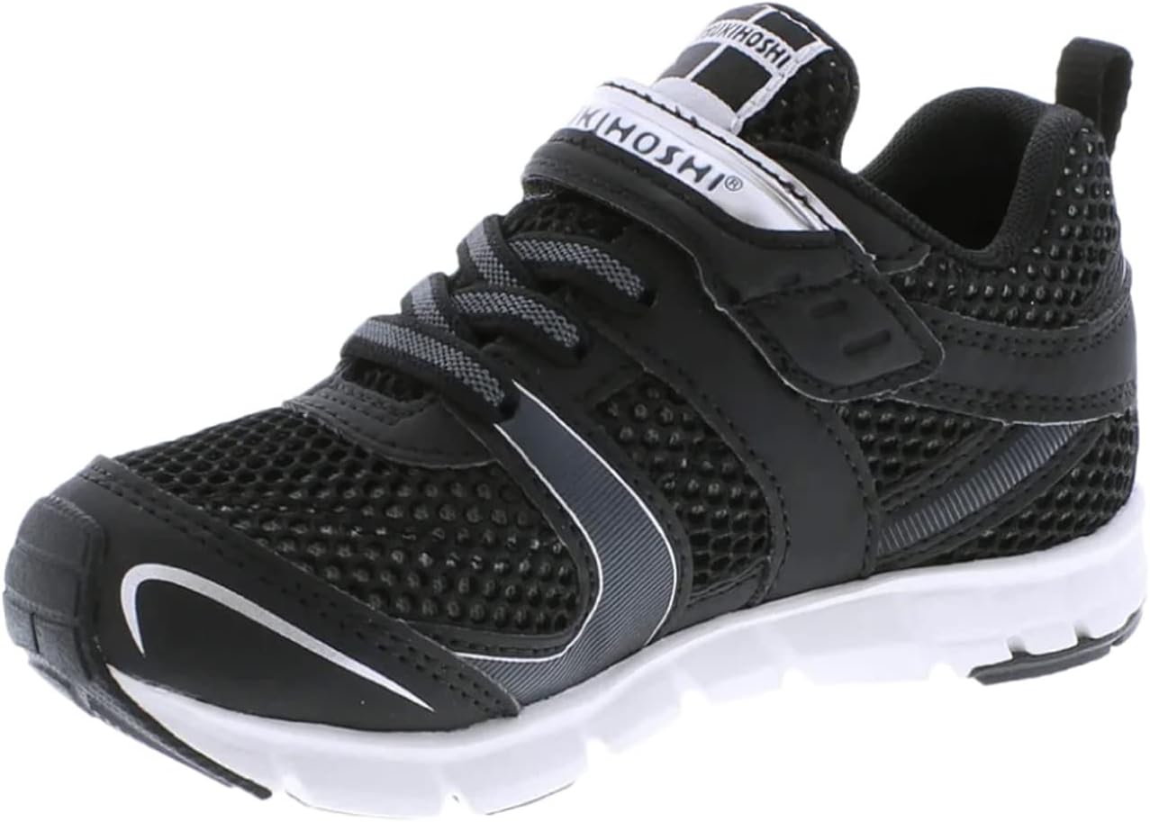 

Детские кроссовки TSUKIHOSHI Velocity - обувь для детей от 1 до 8 лет с застежкой-ремешком, пригодная для машинной стирки, с широким носком и нескользящей подошвой, черный