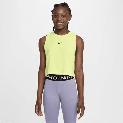 

Топ Nike Pro Girls' Dri-FIT Training Tank Top, цвет Volt/Black