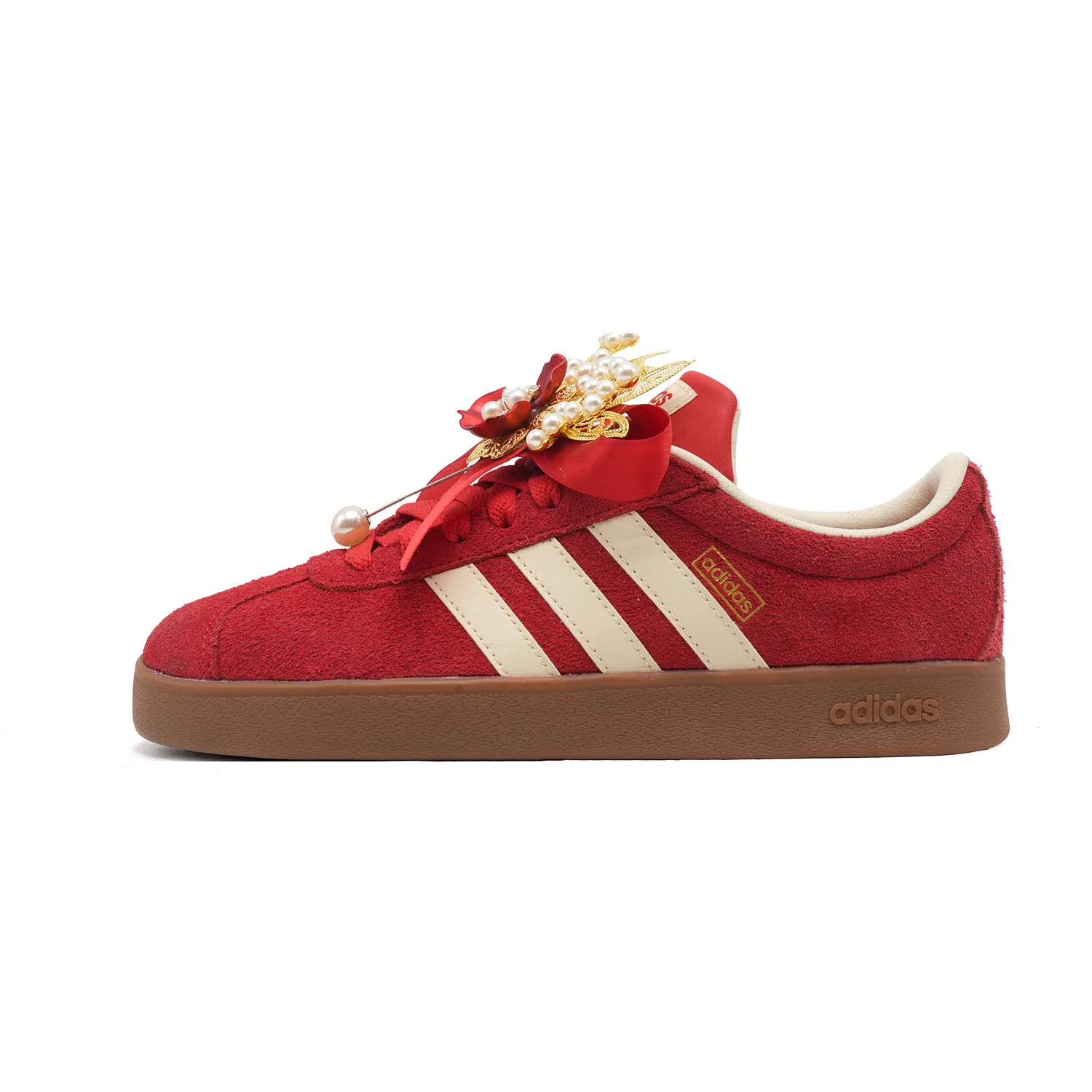 Adidas Vl Court Classic Height Increasing Low top Skateboard Shoes Unisex Red