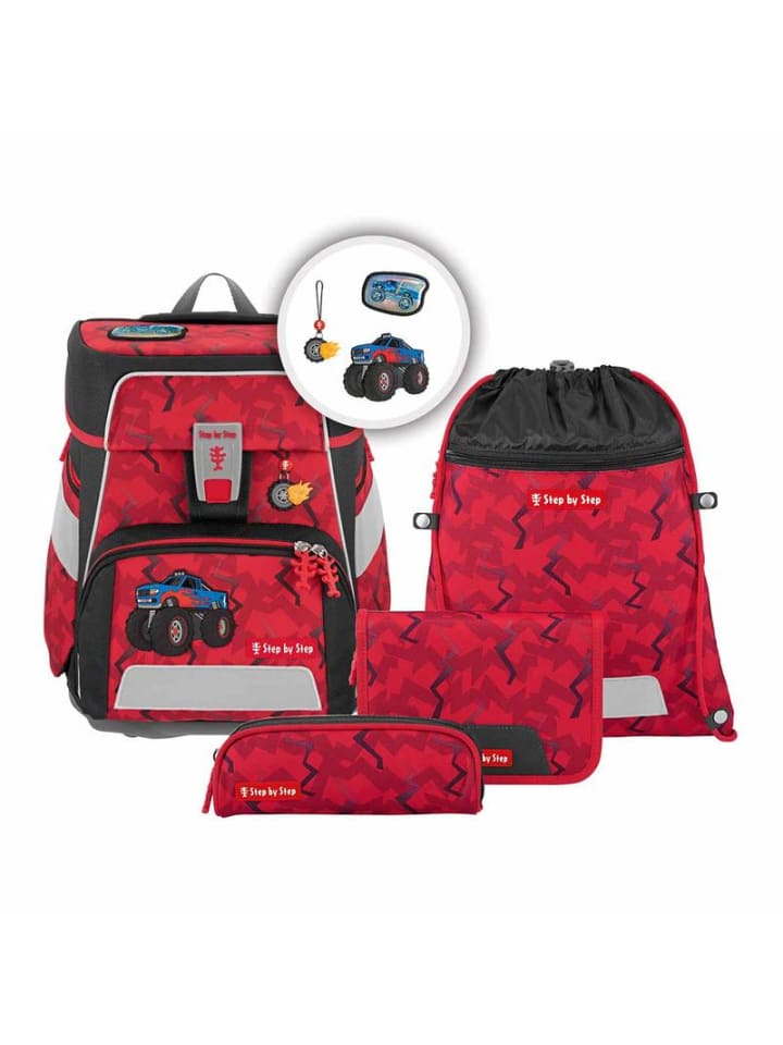 

Step by Step Набор школьных сумок Monster Truck Rocky красного цвета