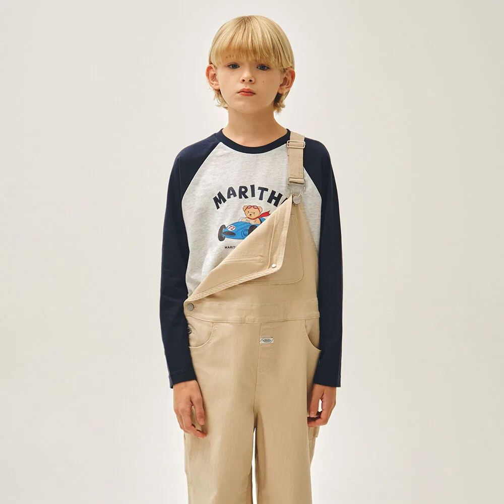 Детский синий свитшот с медведем и рукавами реглан от Marithé Kids